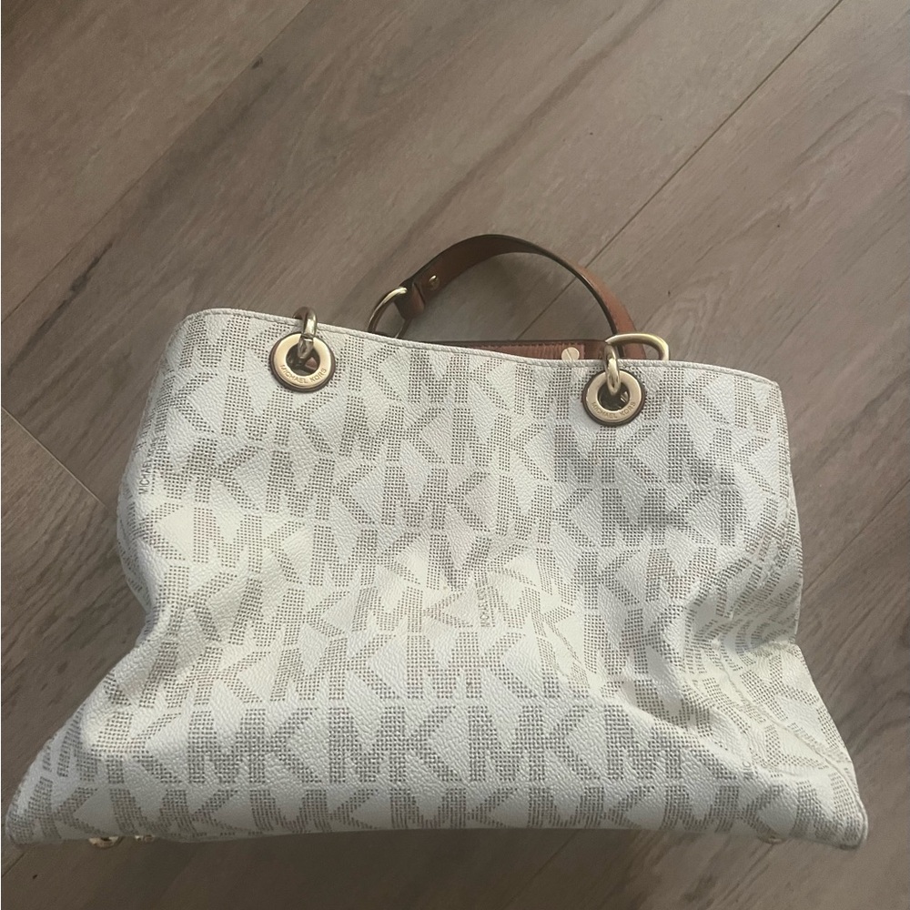 Michael Kors Cream and Brown Signature Tote